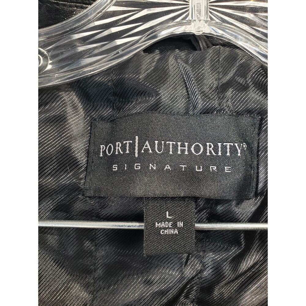 Port Authority Signature Leather Jacket Men's Large Black Kenwood Motorcycle - Picture 8 of 12